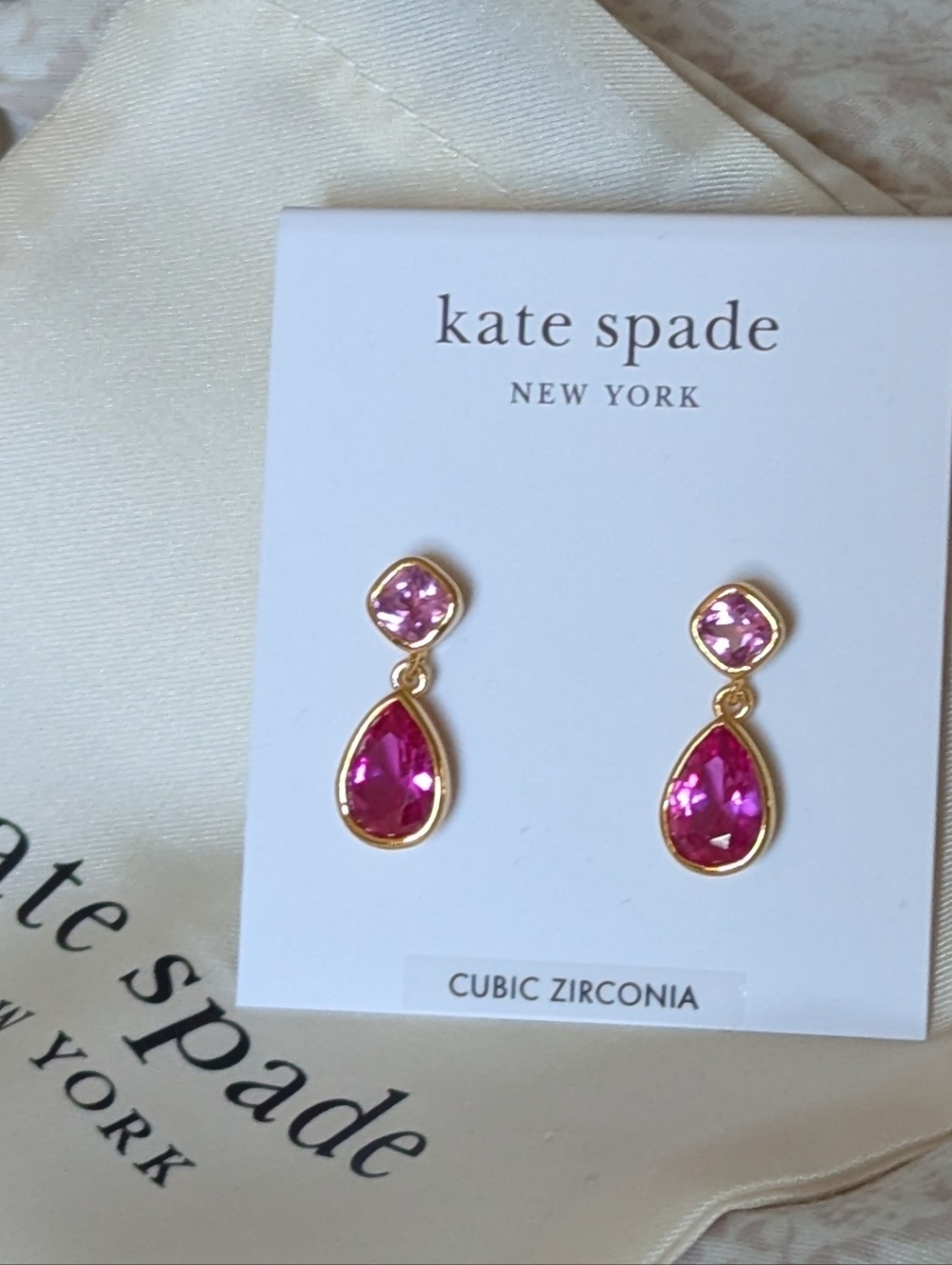 NWT Kate Spade Bubbly Bezel Drop Earrings - Pink